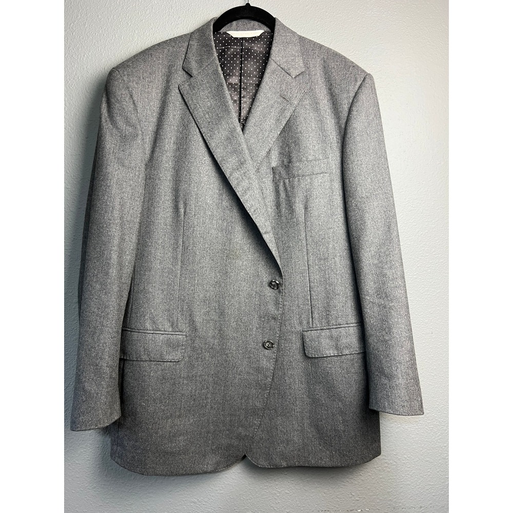 Samuelsohn Collection Mens Grey Wool 3-Button Double Vent Blazer Old Money